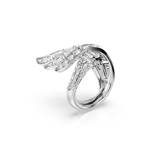 Anillo de cóctel Vienna, Tallas mixtas, Cisne, Blanco, Baño de rodio
