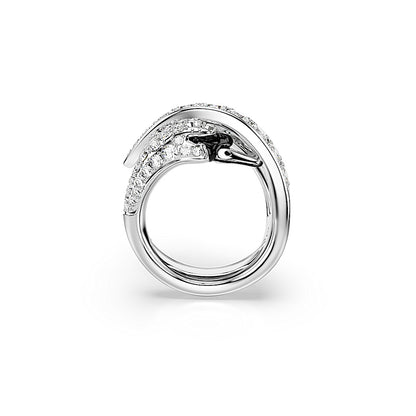 Anillo de cóctel Vienna, Tallas mixtas, Cisne, Blanco, Baño de rodio