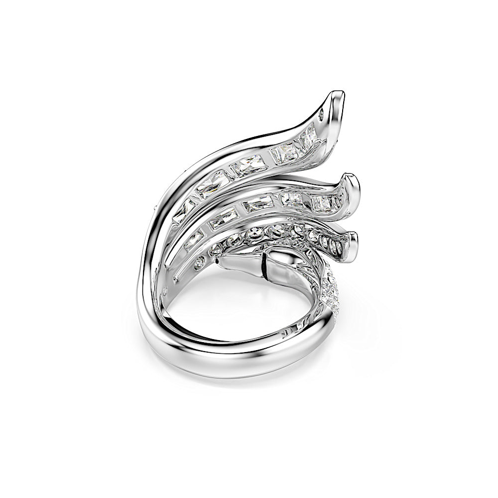 Anillo de cóctel Vienna, Tallas mixtas, Cisne, Blanco, Baño de rodio