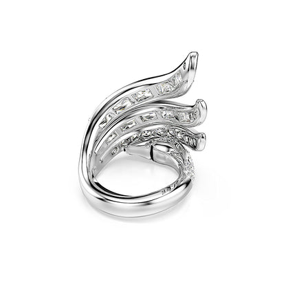Anillo de cóctel Vienna, Tallas mixtas, Cisne, Blanco, Baño de rodio