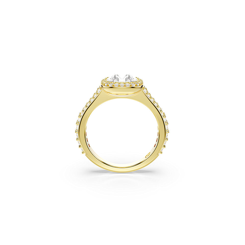 Anillo Una Angelic, Talla cojin, Blanco, Acabado en oro de 18 quilates