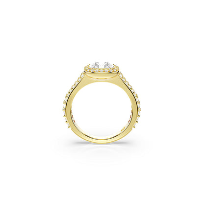 Anillo Una Angelic, Talla cojin, Blanco, Acabado en oro de 18 quilates