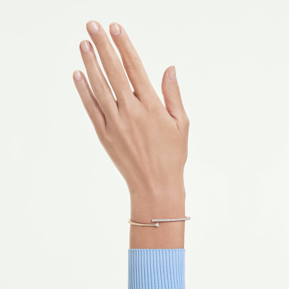 Brazalete Matrix, Talla redonda, Blanco, Acabado en oro rosa de 18 quilates
