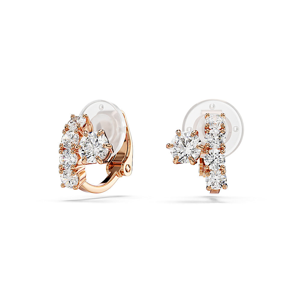 Pendientes de clip Matrix, Talla redonda, Blancos, Acabado en oro rosa de 18 quilates