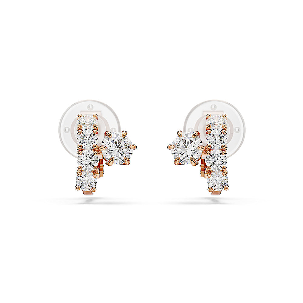 Pendientes de clip Matrix, Talla redonda, Blancos, Acabado en oro rosa de 18 quilates