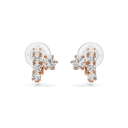 Pendientes de clip Matrix, Talla redonda, Blancos, Acabado en oro rosa de 18 quilates