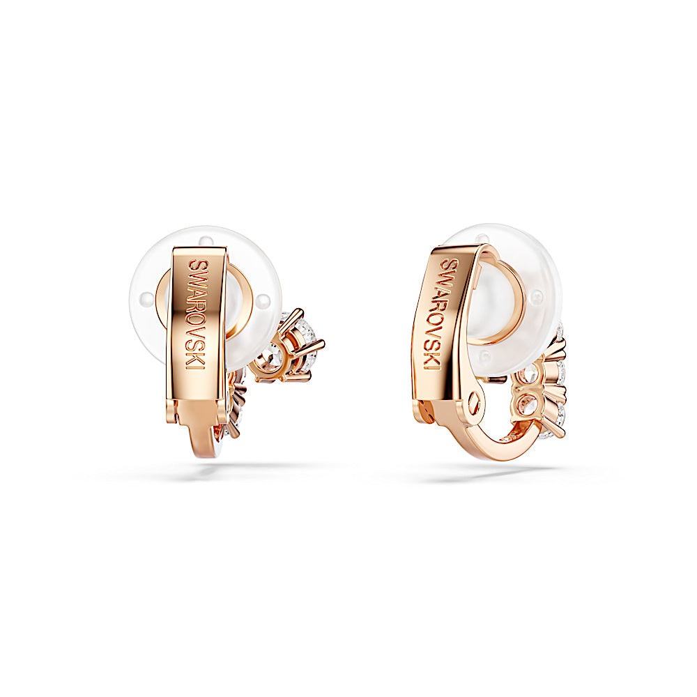 Pendientes de clip Matrix, Talla redonda, Blancos, Acabado en oro rosa de 18 quilates