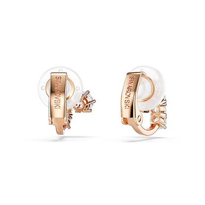 Pendientes de clip Matrix, Talla redonda, Blancos, Acabado en oro rosa de 18 quilates