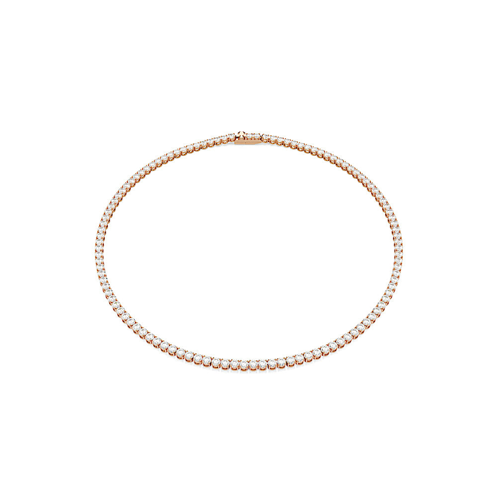 Collar Tennis Matrix, Talla redonda, Blanco, Acabado en oro rosa de 18 quilates