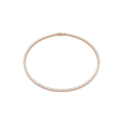 Collar Tennis Matrix, Talla redonda, Blanco, Acabado en oro rosa de 18 quilates