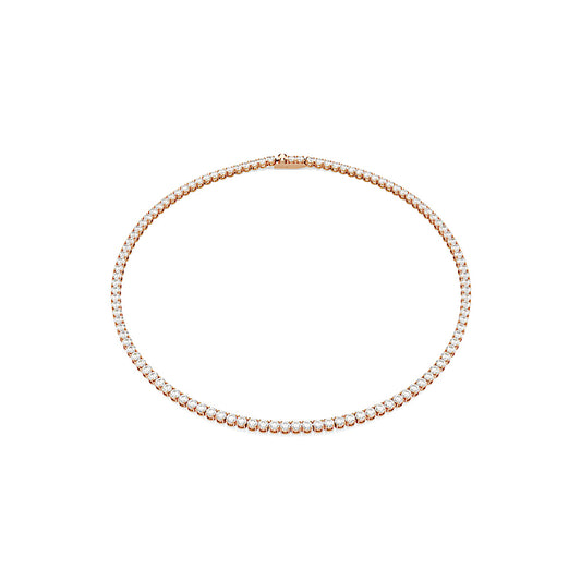 Collar Tennis Matrix, Talla redonda, Blanco, Acabado en oro rosa de 18 quilates