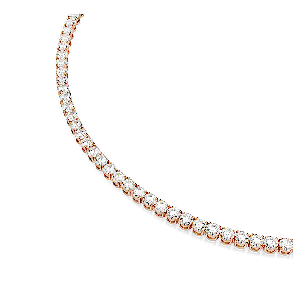 Collar Tennis Matrix, Talla redonda, Blanco, Acabado en oro rosa de 18 quilates