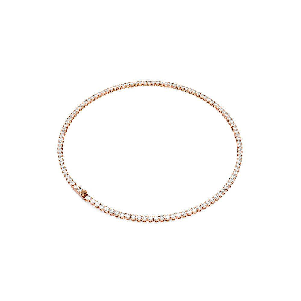 Collar Tennis Matrix, Talla redonda, Blanco, Acabado en oro rosa de 18 quilates