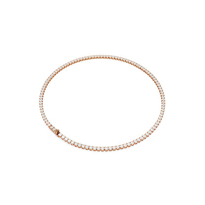 Collar Tennis Matrix, Talla redonda, Blanco, Acabado en oro rosa de 18 quilates