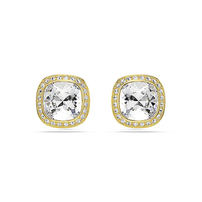 Pendientes de botón Una Angelic, Talla cojin, Blancos, Acabado en oro de 18 quilates