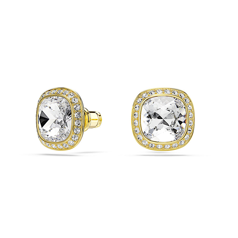 Pendientes de botón Una Angelic, Talla cojin, Blancos, Acabado en oro de 18 quilates