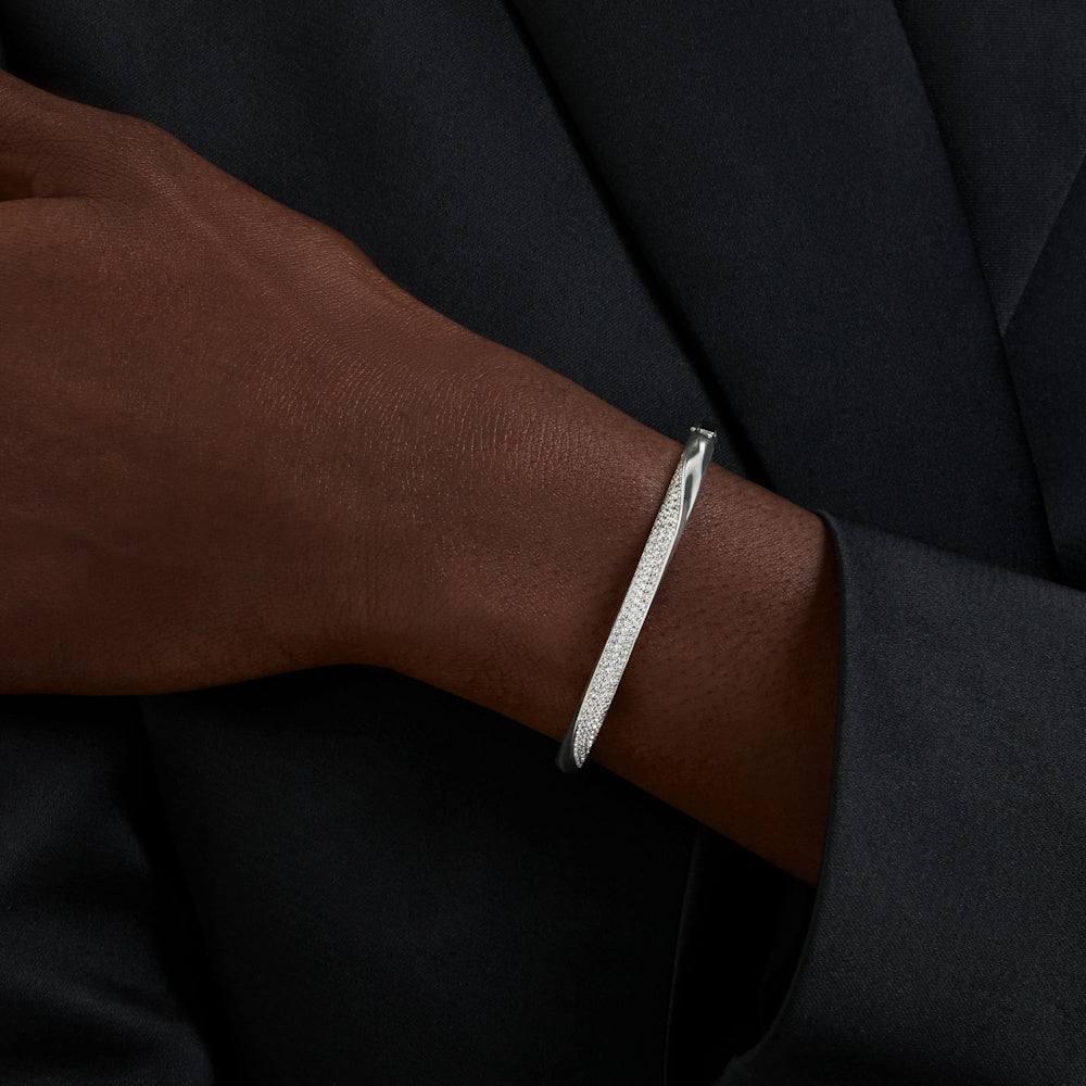 Brazalete Classica, Talla redonda, Blanco, Plata de ley
