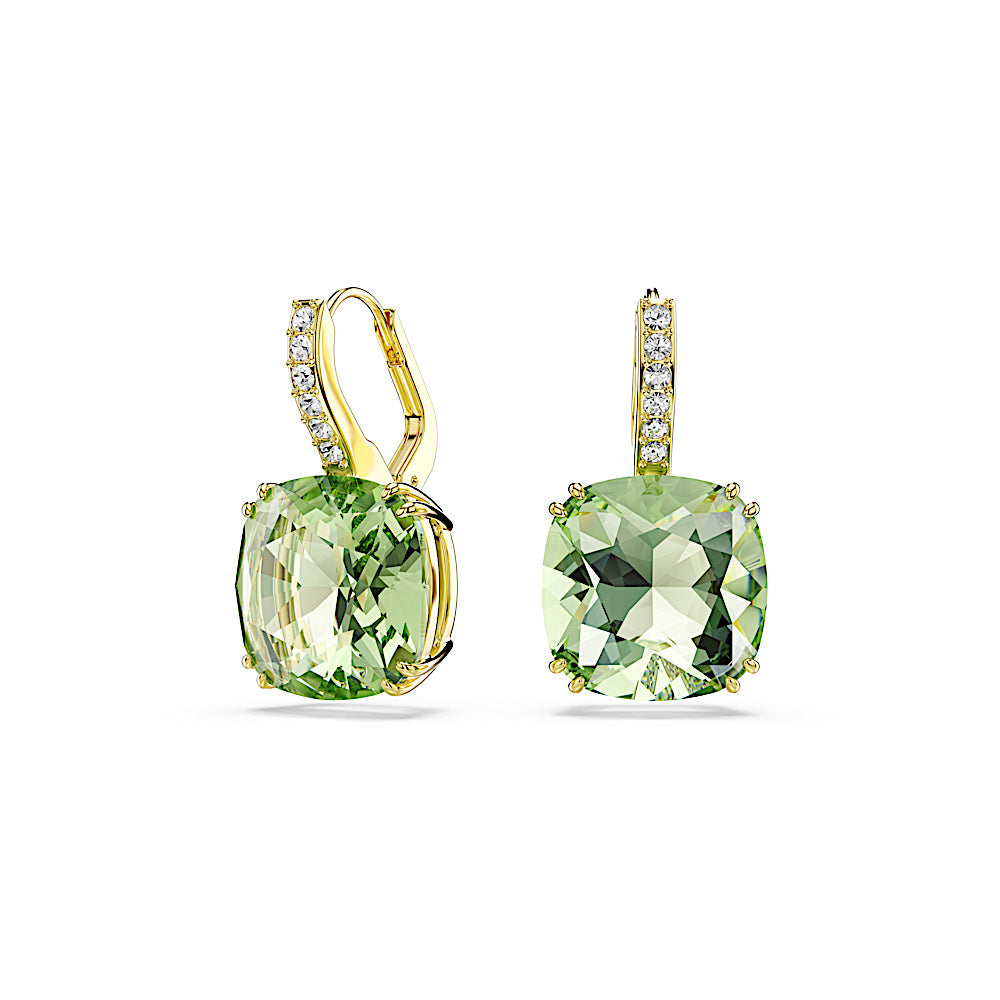 Pendientes Millenia, Talla cojin, Verdes, Acabado en oro de 18 quilates