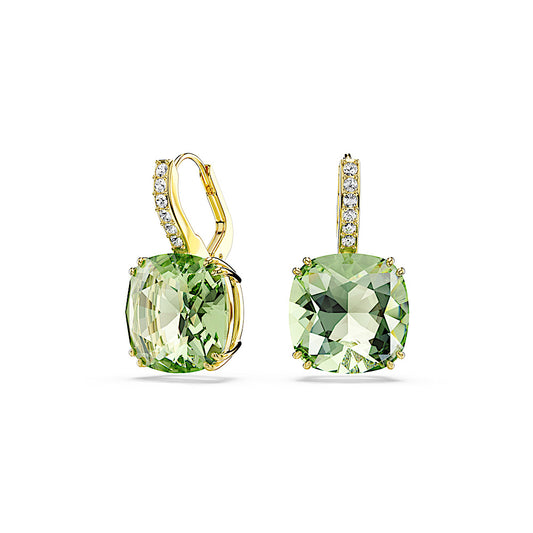 Pendientes Millenia, Talla cojin, Verdes, Acabado en oro de 18 quilates