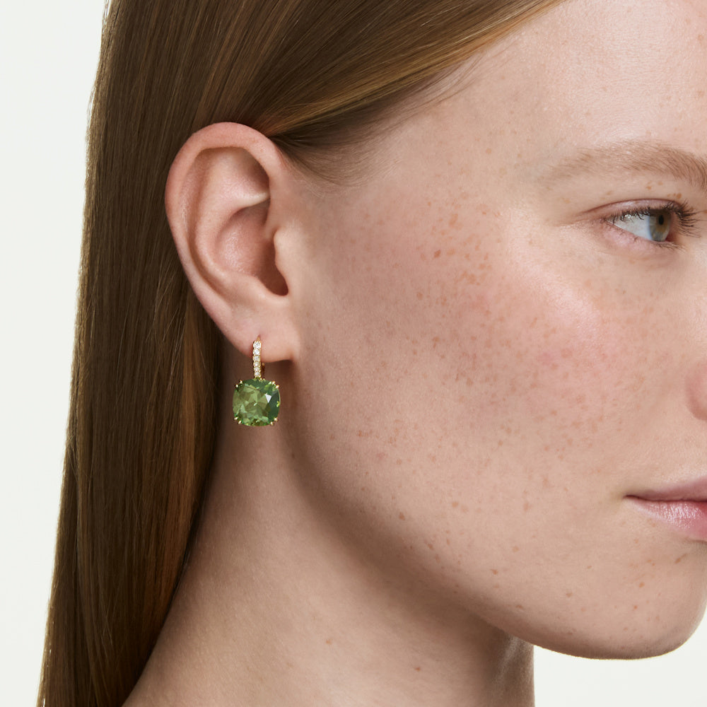 Pendientes Millenia, Talla cojin, Verdes, Acabado en oro de 18 quilates