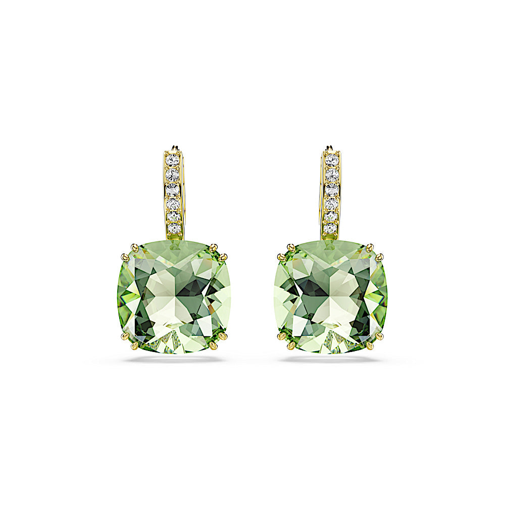 Pendientes Millenia, Talla cojin, Verdes, Acabado en oro de 18 quilates