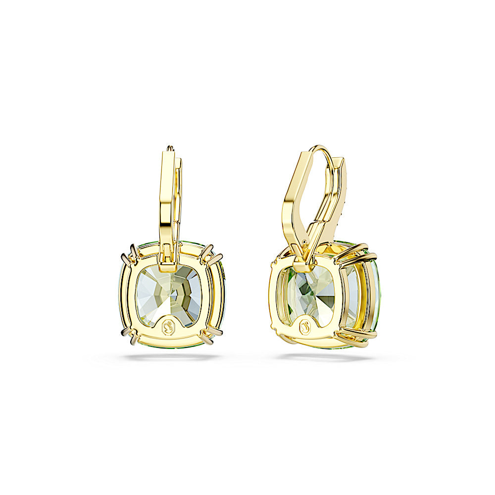 Pendientes Millenia, Talla cojin, Verdes, Acabado en oro de 18 quilates