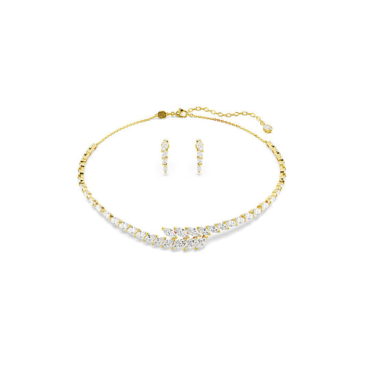 Conjunto Mesmera, Conjunto (2), Talla Marquise, Blanco, Acabado en oro de 18 quilates