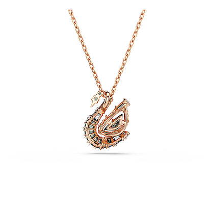 Colgante Swan, Tallas mixtas, Cisne, Negro, Acabado en oro rosa de 18 quilates