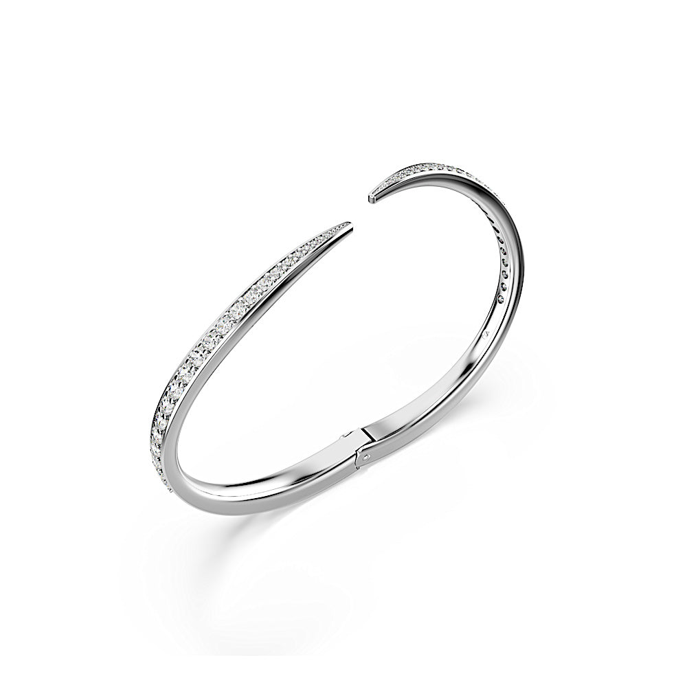 Brazalete Vienna, Talla redonda, Cisne, Blanco, Baño de rodio