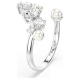 Anillo abierto Constella Crystal Pearl, Tallas redondas, Blanco, Baño de rodio