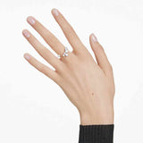 Anillo abierto Constella Crystal Pearl, Tallas redondas, Blanco, Baño de rodio