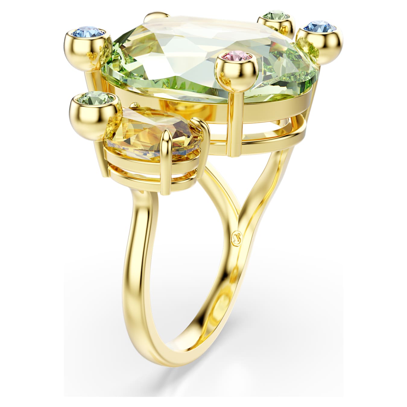 Anillo abierto Gema Tallas mixtas, Multicolor, Baño tono oro