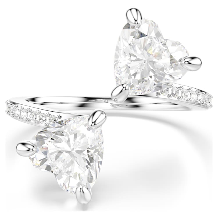 Anillo abierto Mesmera Attract Talla de corazón, Pavé, Corazón, Blanco, Acabado en tono plateado