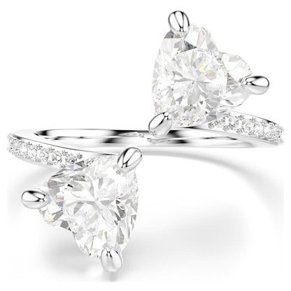 Anillo abierto Mesmera Attract Talla de corazón, Pavé, Corazón, Blanco, Acabado en tono plateado