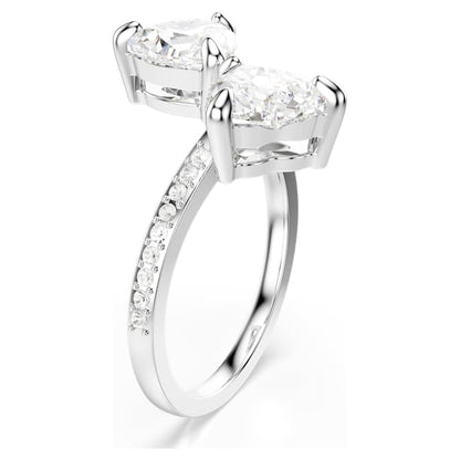 Anillo abierto Mesmera Attract Talla de corazón, Pavé, Corazón, Blanco, Acabado en tono plateado