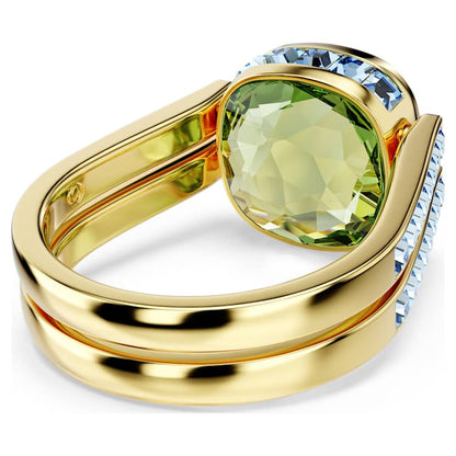 Anillo ChromaTalla cojin, Multicolor, Baño tono oro