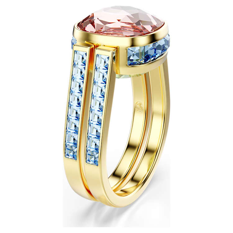Anillo ChromaTalla cojin, Multicolor, Baño tono oro