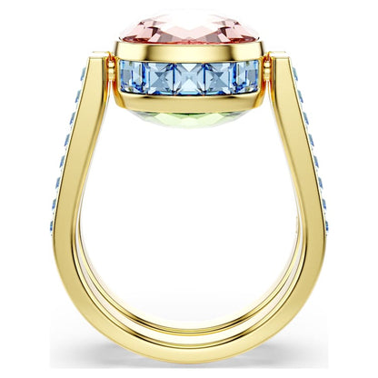 Anillo ChromaTalla cojin, Multicolor, Baño tono oro