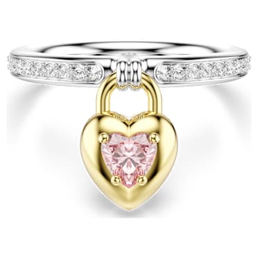 Anillo con motivo Idyllia Tallas mixtas, Corazón, Rosa, Combinación de acabados metálicos