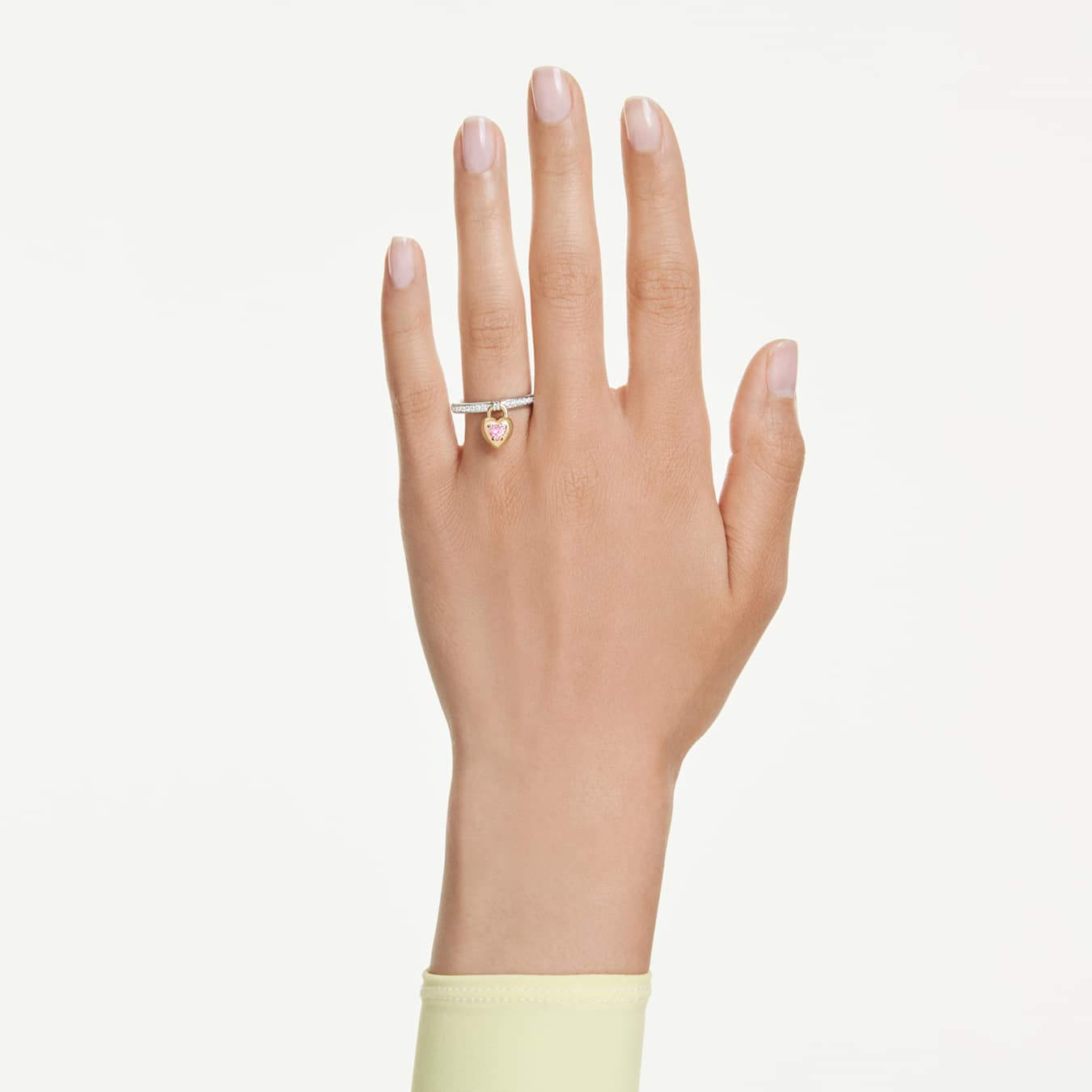 Anillo con motivo Idyllia Tallas mixtas, Corazón, Rosa, Combinación de acabados metálicos