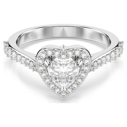 Anillo con motivo Una AngelicTallas mixtas, Corazón, Blanco, Baño de rodio