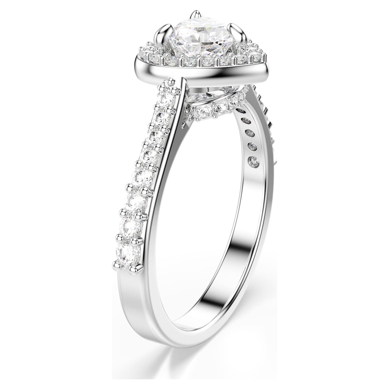Anillo con motivo Una AngelicTallas mixtas, Corazón, Blanco, Baño de rodio