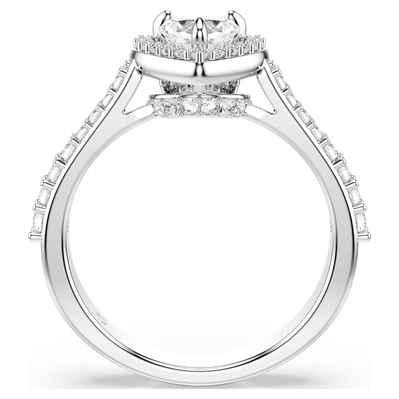Anillo con motivo Una AngelicTallas mixtas, Corazón, Blanco, Baño de rodio