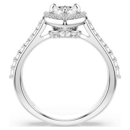 Anillo con motivo Una AngelicTallas mixtas, Corazón, Blanco, Baño de rodio