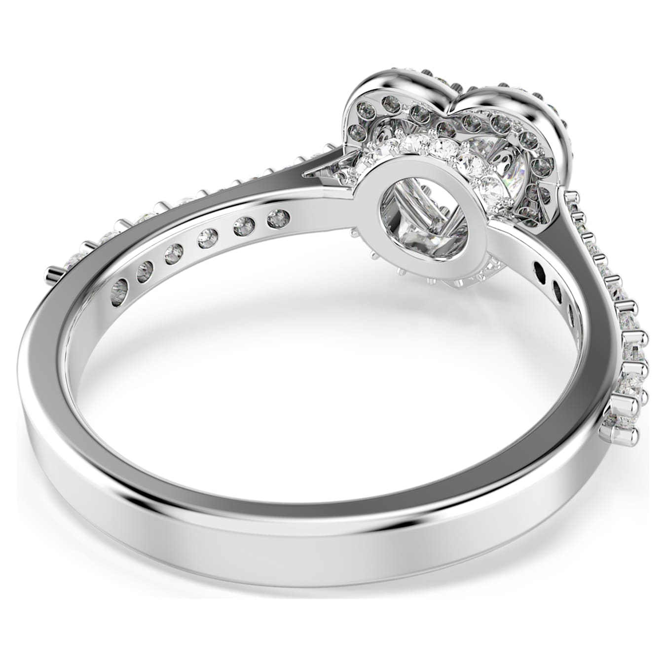 Anillo con motivo Una AngelicTallas mixtas, Corazón, Blanco, Baño de rodio