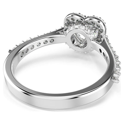 Anillo con motivo Una AngelicTallas mixtas, Corazón, Blanco, Baño de rodio