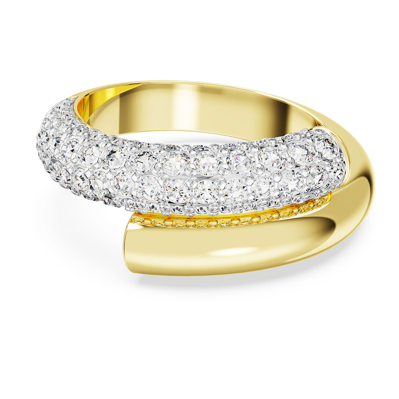 Anillo de cóctel Dextera, Blanco, Baño tono oro