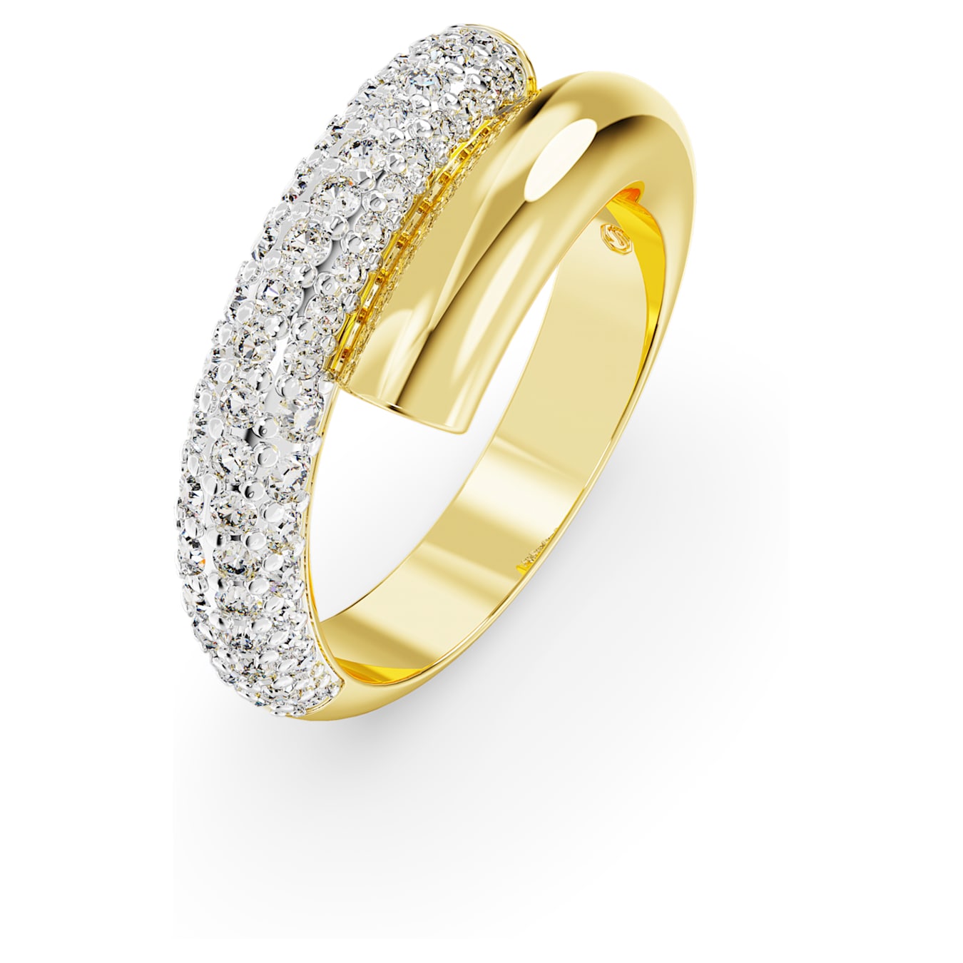 Anillo de cóctel Dextera, Blanco, Baño tono oro