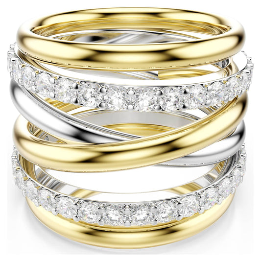 Anillo de cóctel Hyperbola Talla redonda, Blanco, Combinación de acabados metálicos
