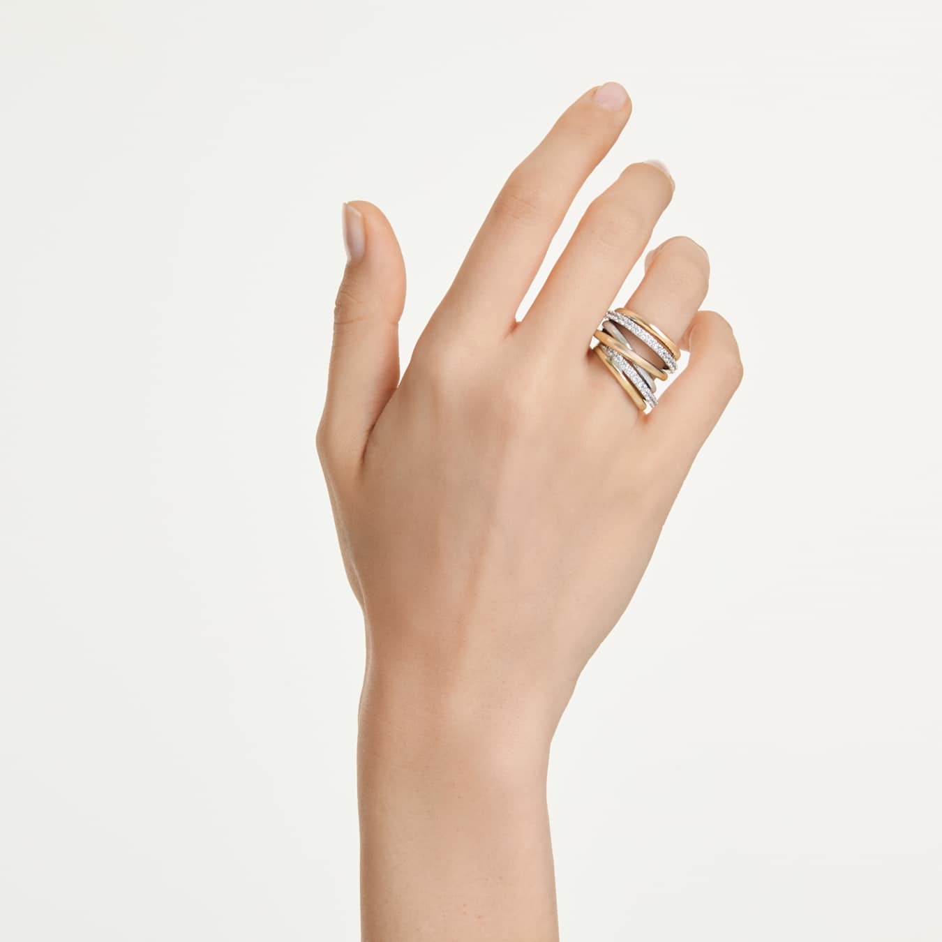 Anillo de cóctel Hyperbola Talla redonda, Blanco, Combinación de acabados metálicos